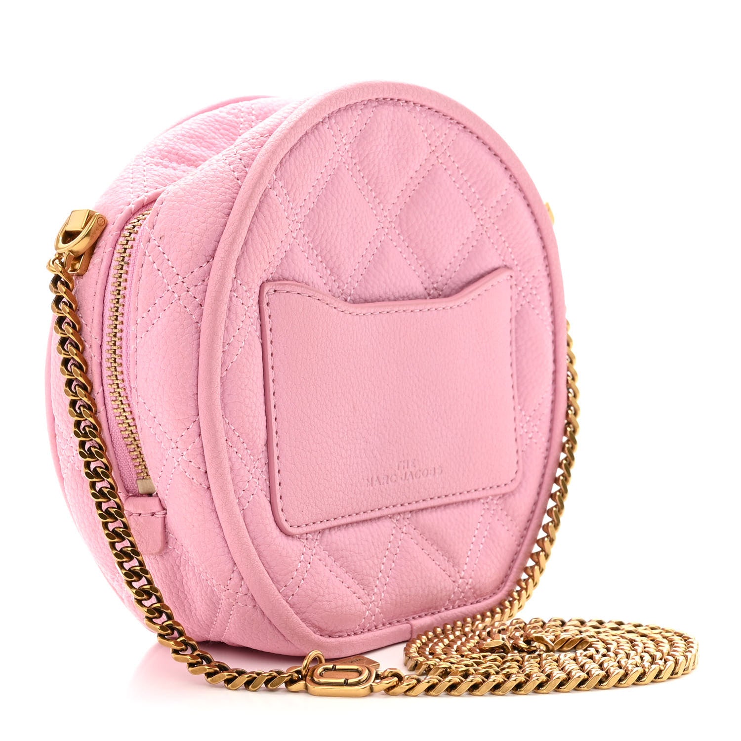 Marc Jacobs Grained Calfskin Quilted The Status Round Crossbody Pink 3 of 12