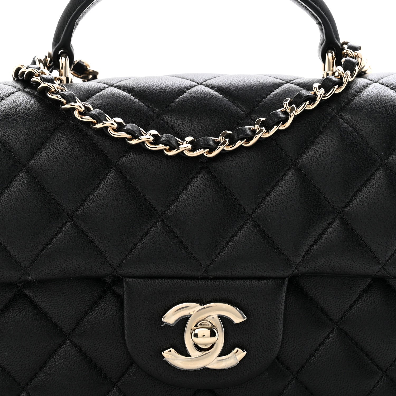Chanel Lambskin Quilted Mini Top Handle Rectangular Flap Black 8 of 13