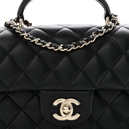 Chanel Lambskin Quilted Mini Top Handle Rectangular Flap Black 8 of 13