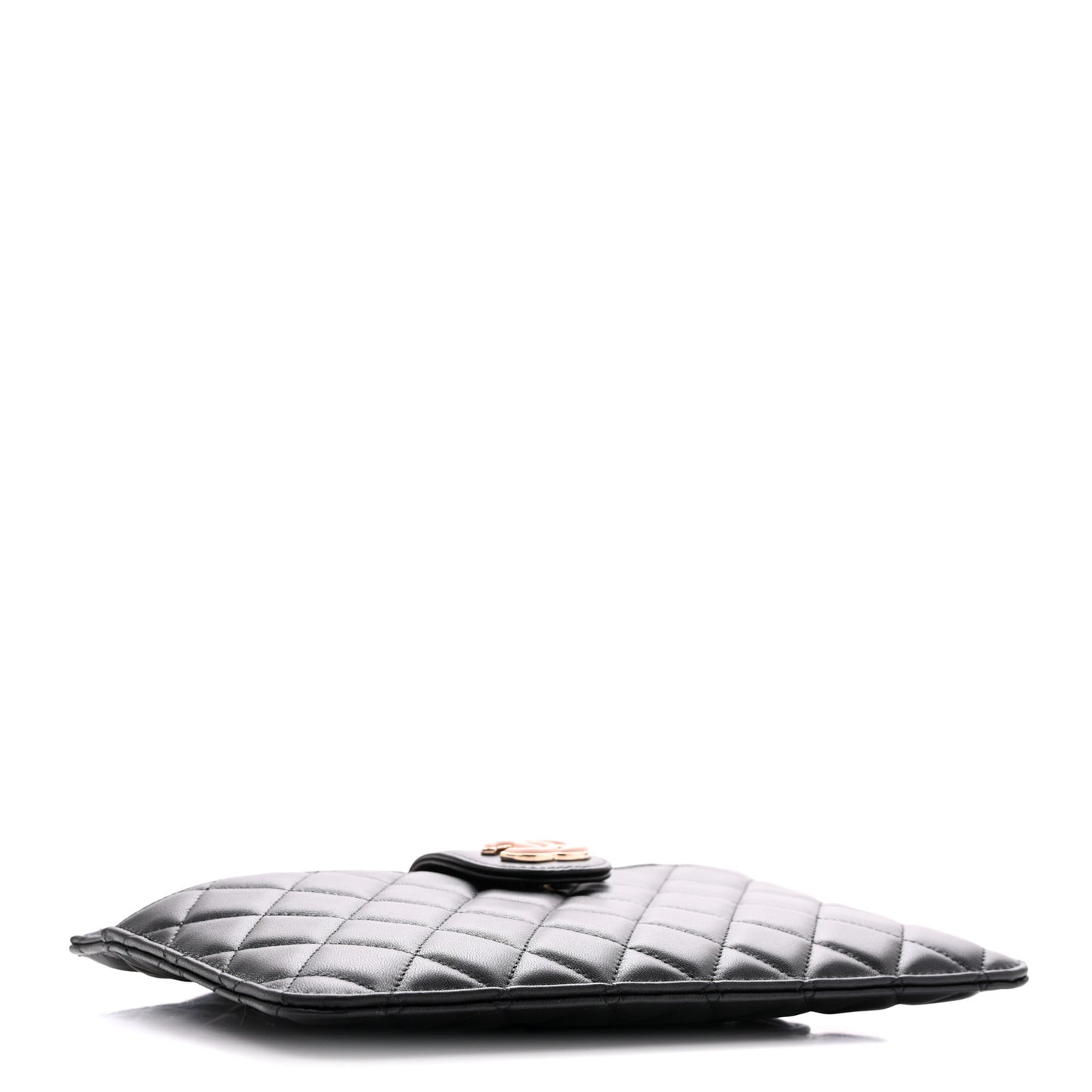 Lambskin Quilted Sunset Boulevard Pouch Case Black Pink