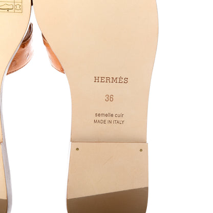 Hermes Ostrich Oran Sandals 36 Brun Fauve 9 of 10