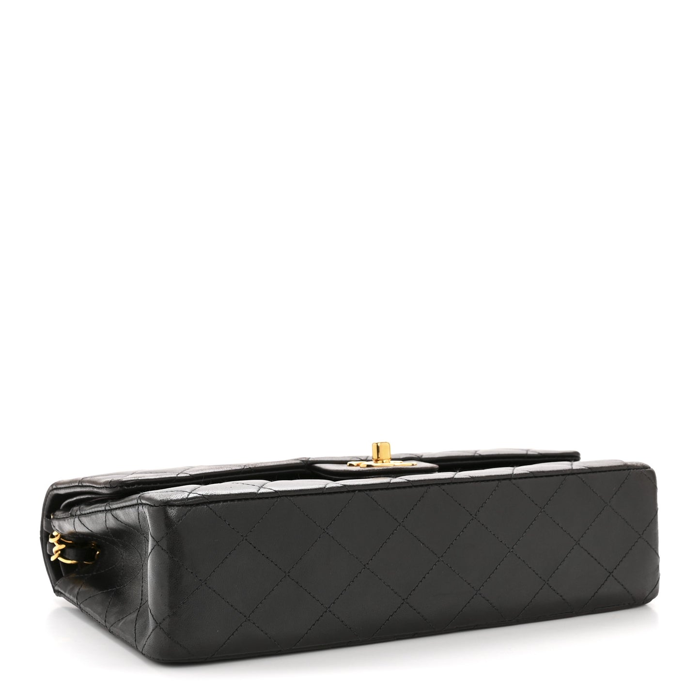 Lambskin Quilted Medium Double Flap Black