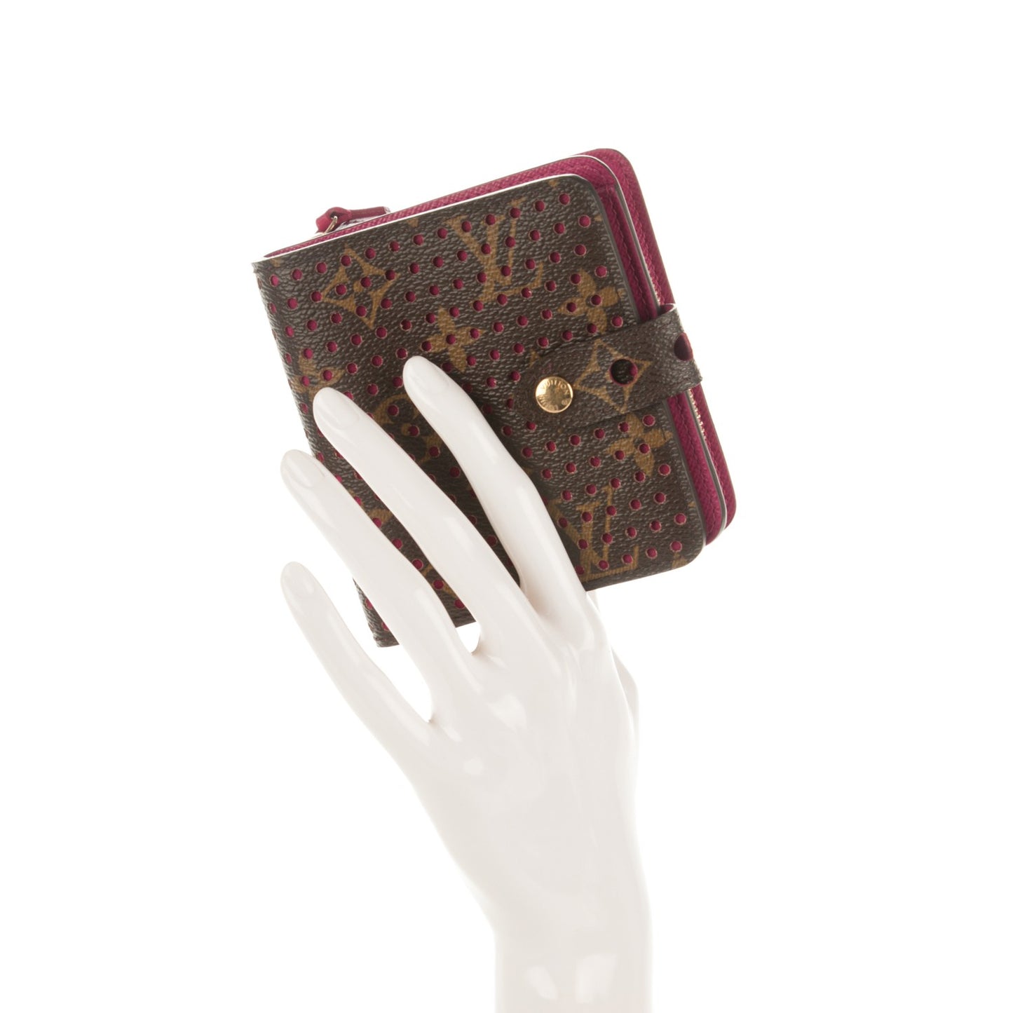 Monogram Perforated Compact Zipped Wallet Fuchsia