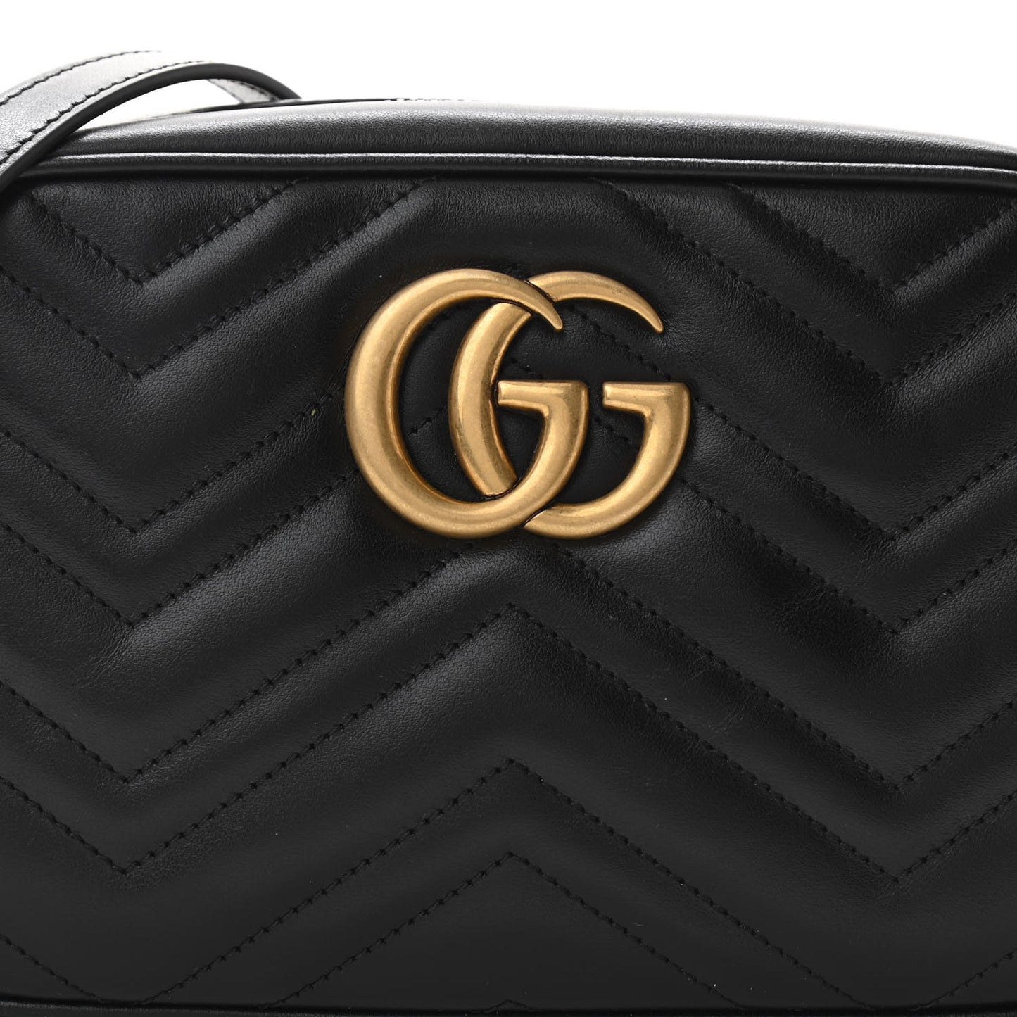 Calfskin Matelasse Small GG Marmont Chain Shoulder Bag Black