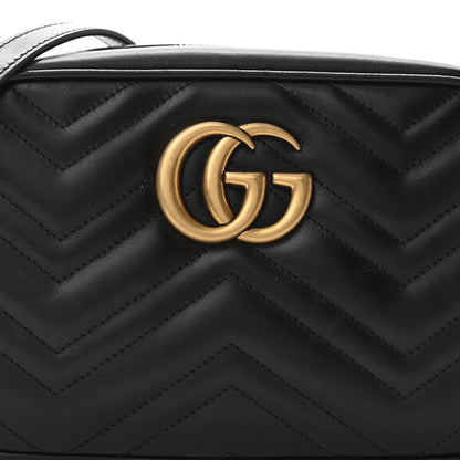 Gucci Calfskin Matelasse Small GG Marmont Chain Shoulder Bag Black 8 of 11