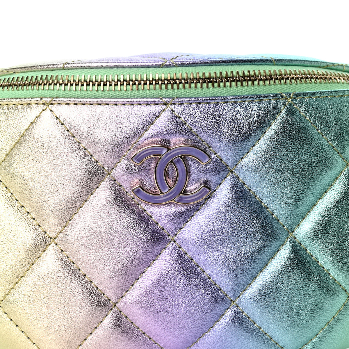 Gradient Metallic Lambskin Quilted Walking Mood Waist Bag Fanny Pack Pink Purple Green