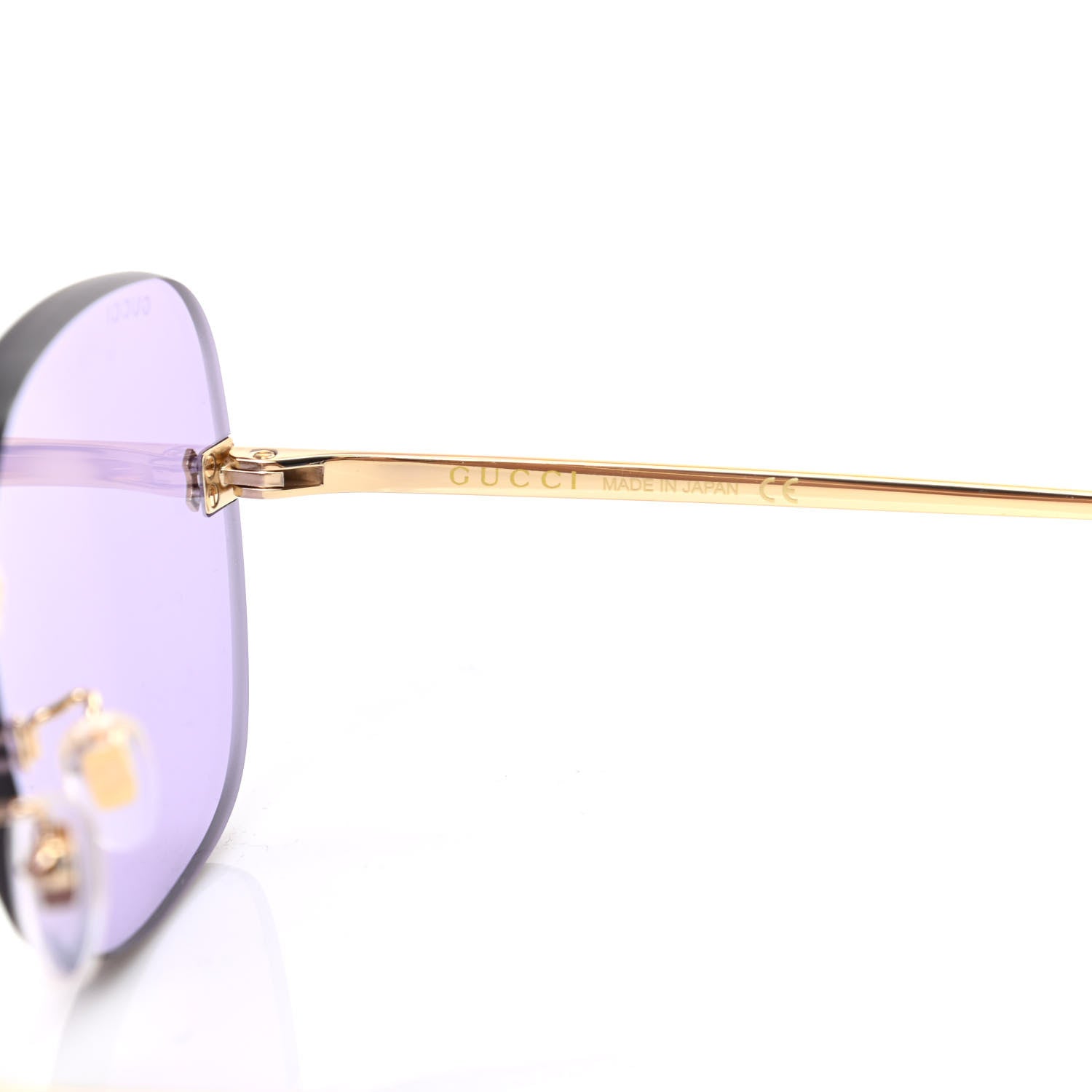 Gucci Acetate Metal Rimless Sunglasses GG0355S Gold Purple 5 of 8