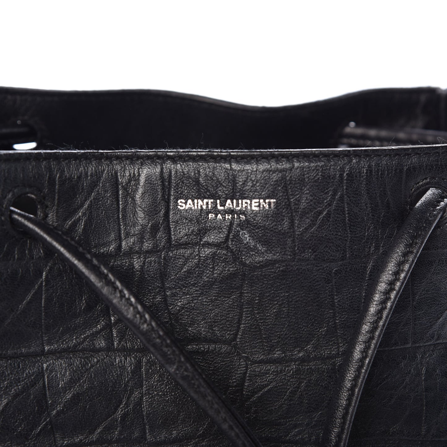Crocodile Embossed Lambskin Festival Backpack Black
