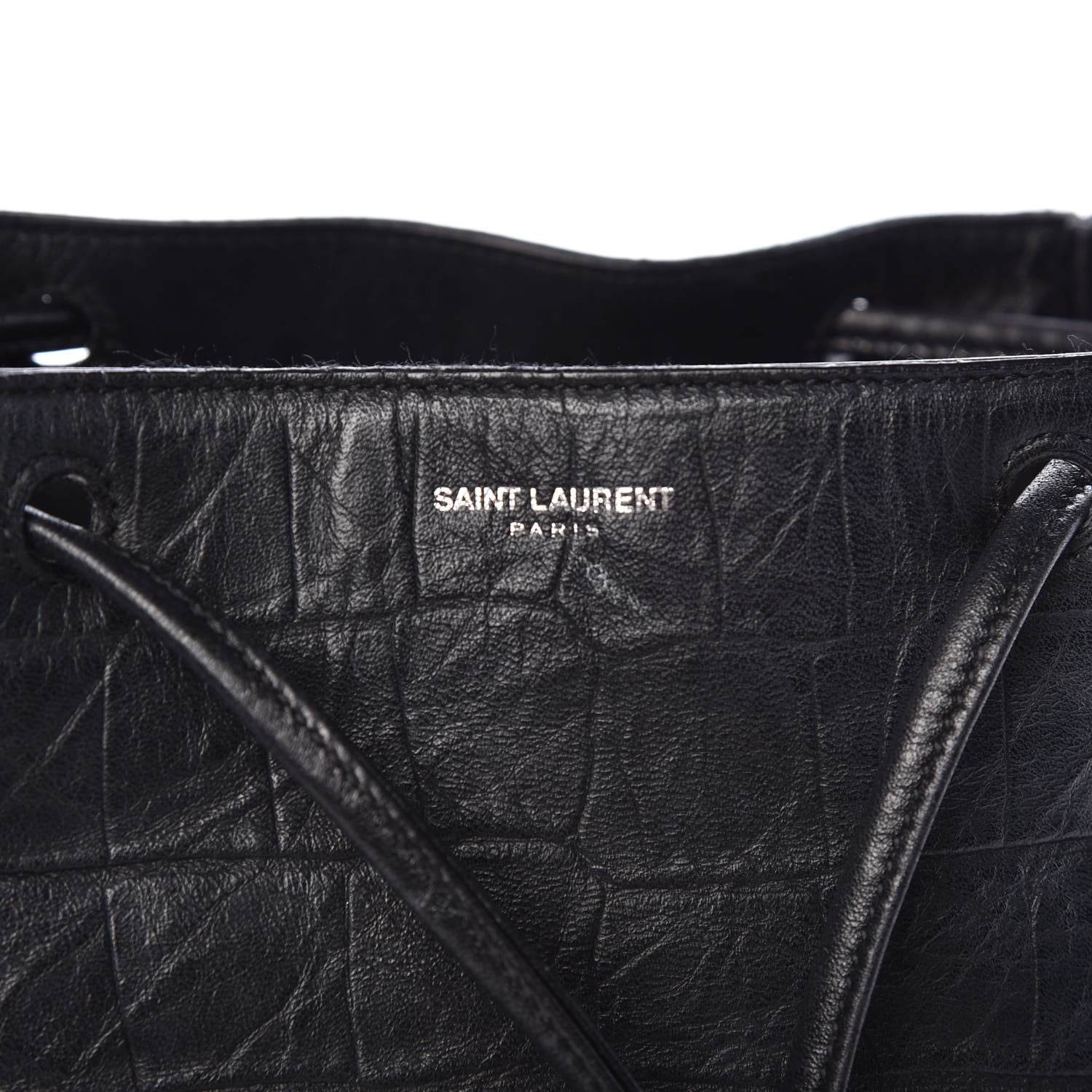 Saint Laurent Crocodile Embossed Lambskin Festival Backpack Black 10 of 12