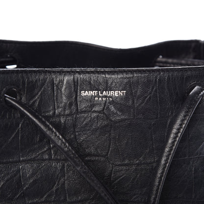 Saint Laurent Crocodile Embossed Lambskin Festival Backpack Black 10 of 12
