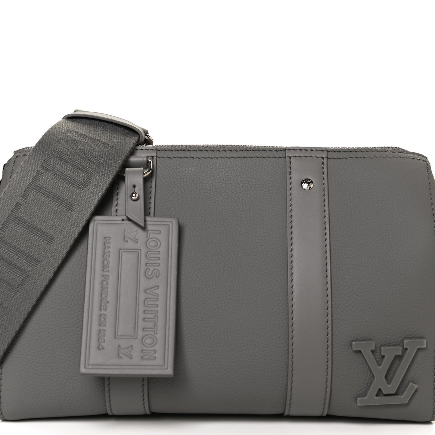 Grained Calfskin Aerogram City Keepall Gris