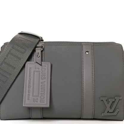 Louis Vuitton Grained Calfskin Aerogram City Keepall Gris 9 of 13