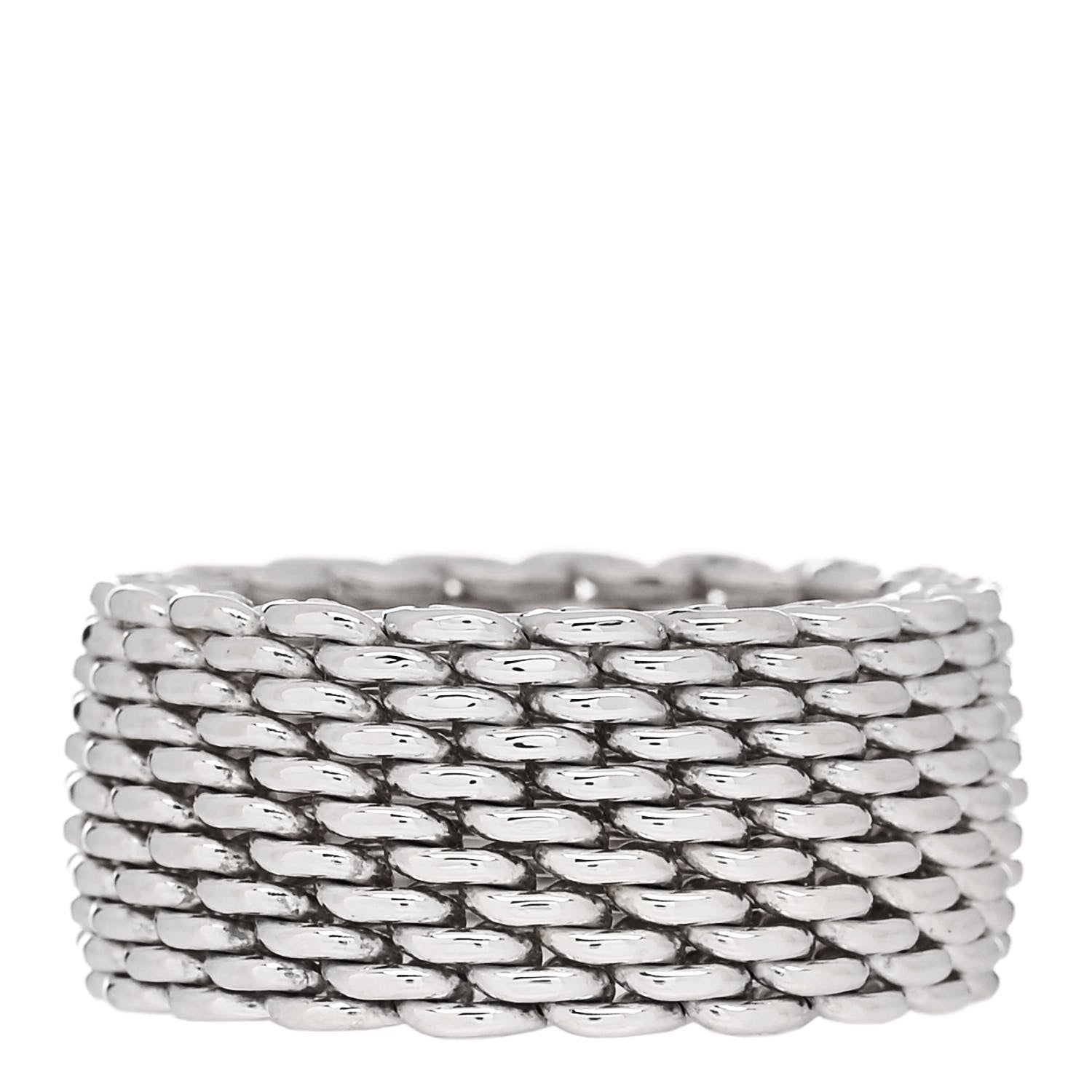 Tiffany Sterling Silver Somerset Mesh Ring 53 6.25 1 of 5
