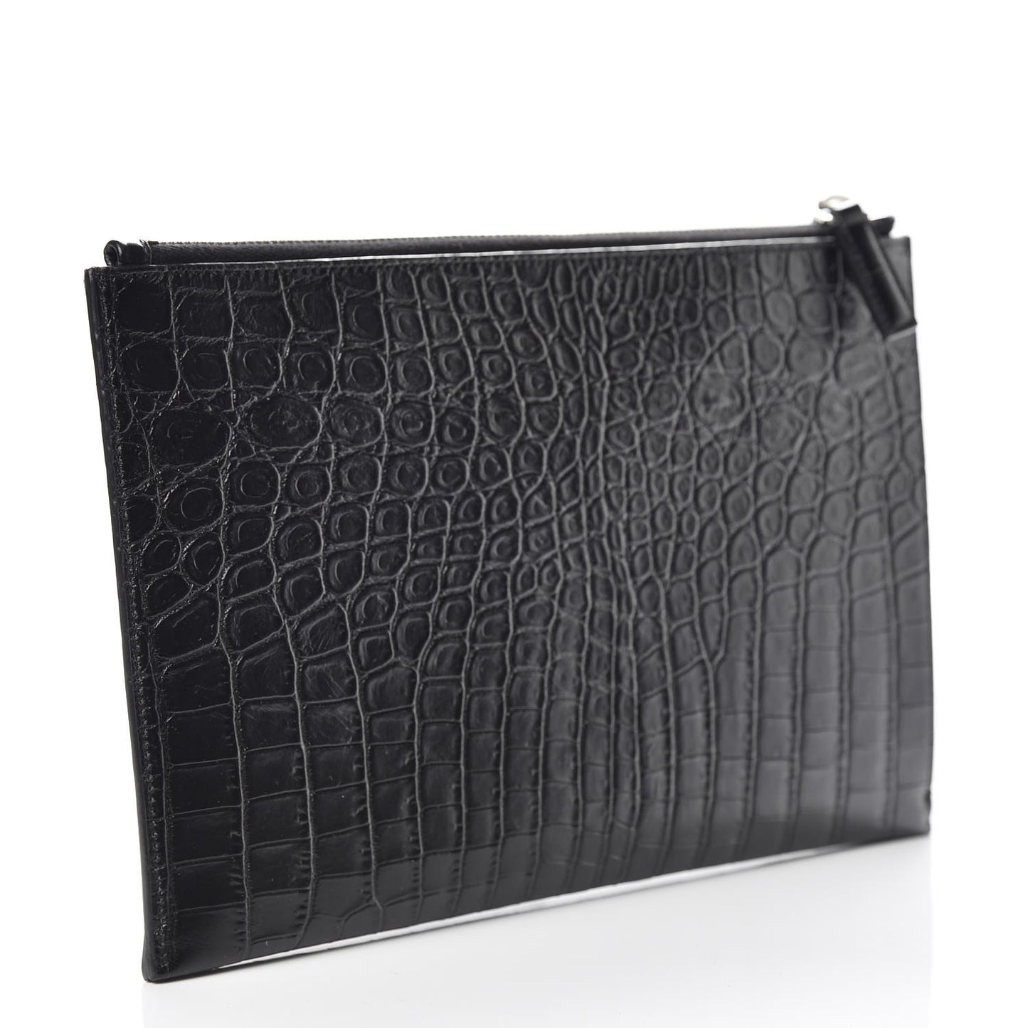 Calfskin Crocodile Embossed ID Mini Tablet Holder Black