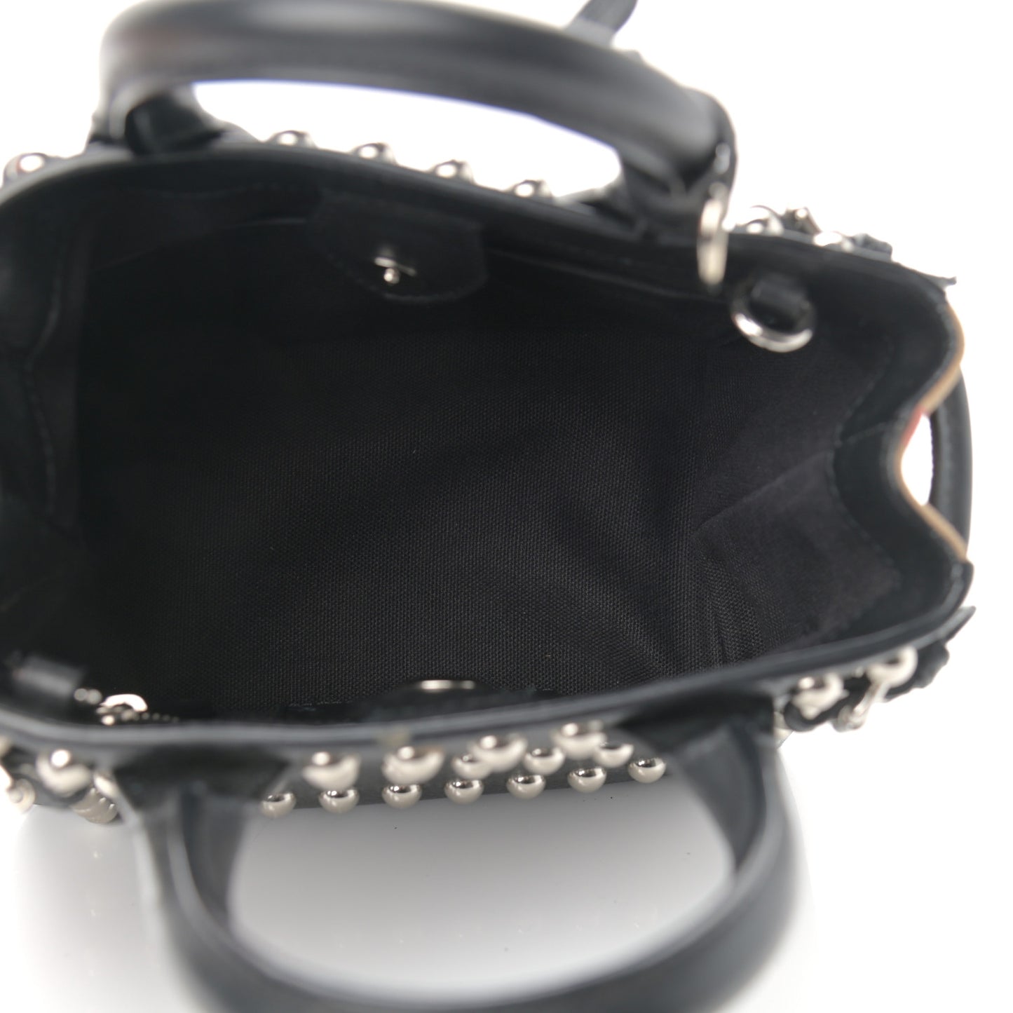 Pebbled Calfskin House Check Studded Baby Banner Tote Black