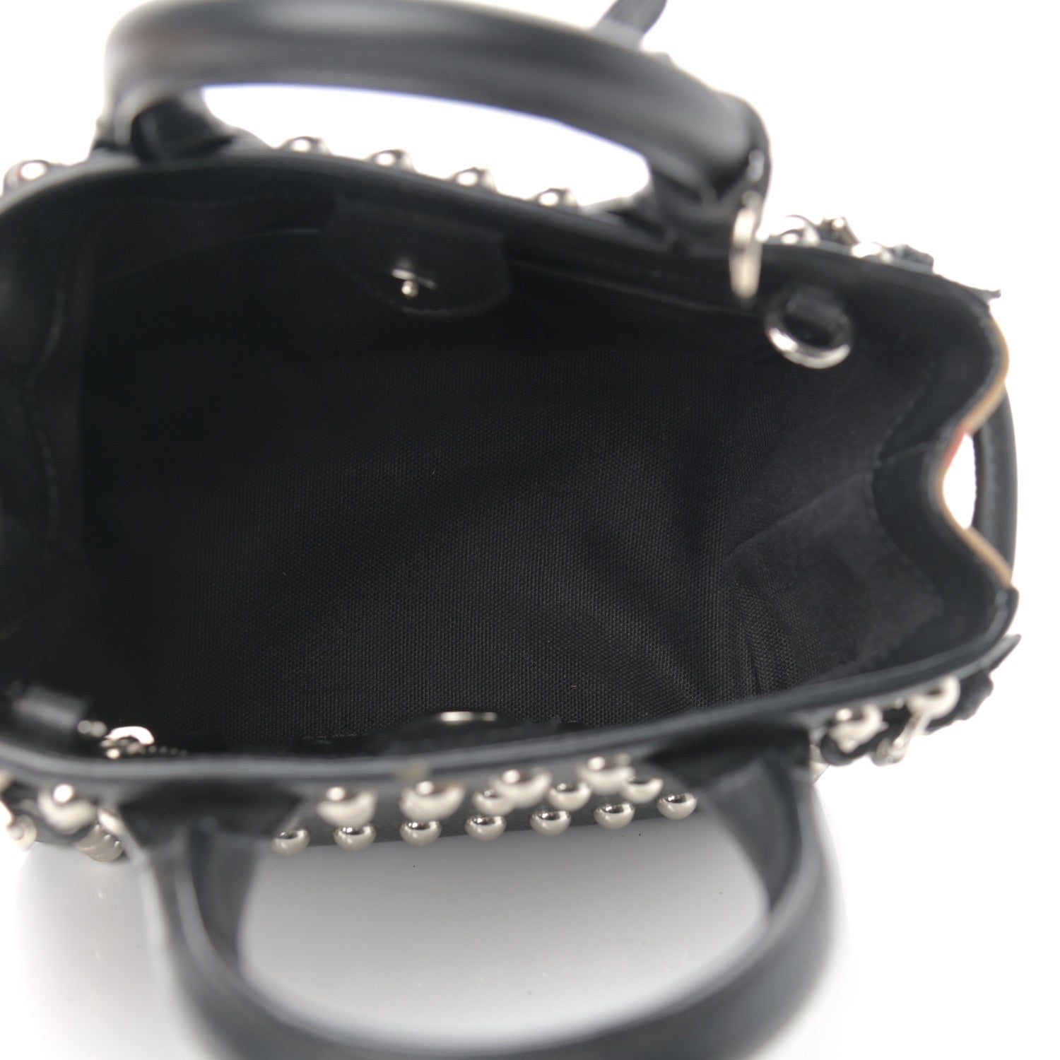 Burberry Pebbled Calfskin House Check Studded Baby Banner Tote Black 5 of 14