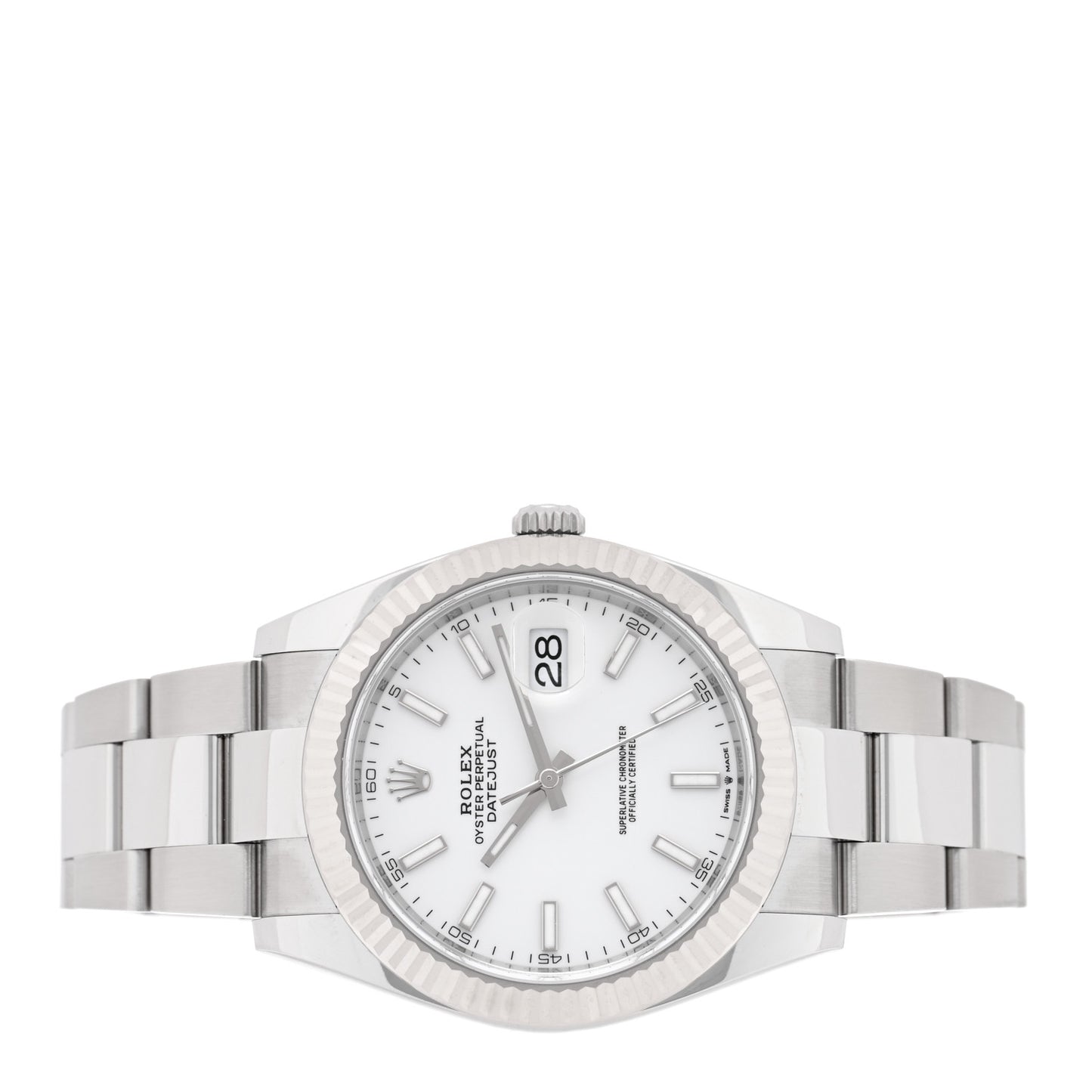 Stainless Steel 18K White Gold 41mm Oyster Perpetual Datejust Watch Silver 116334