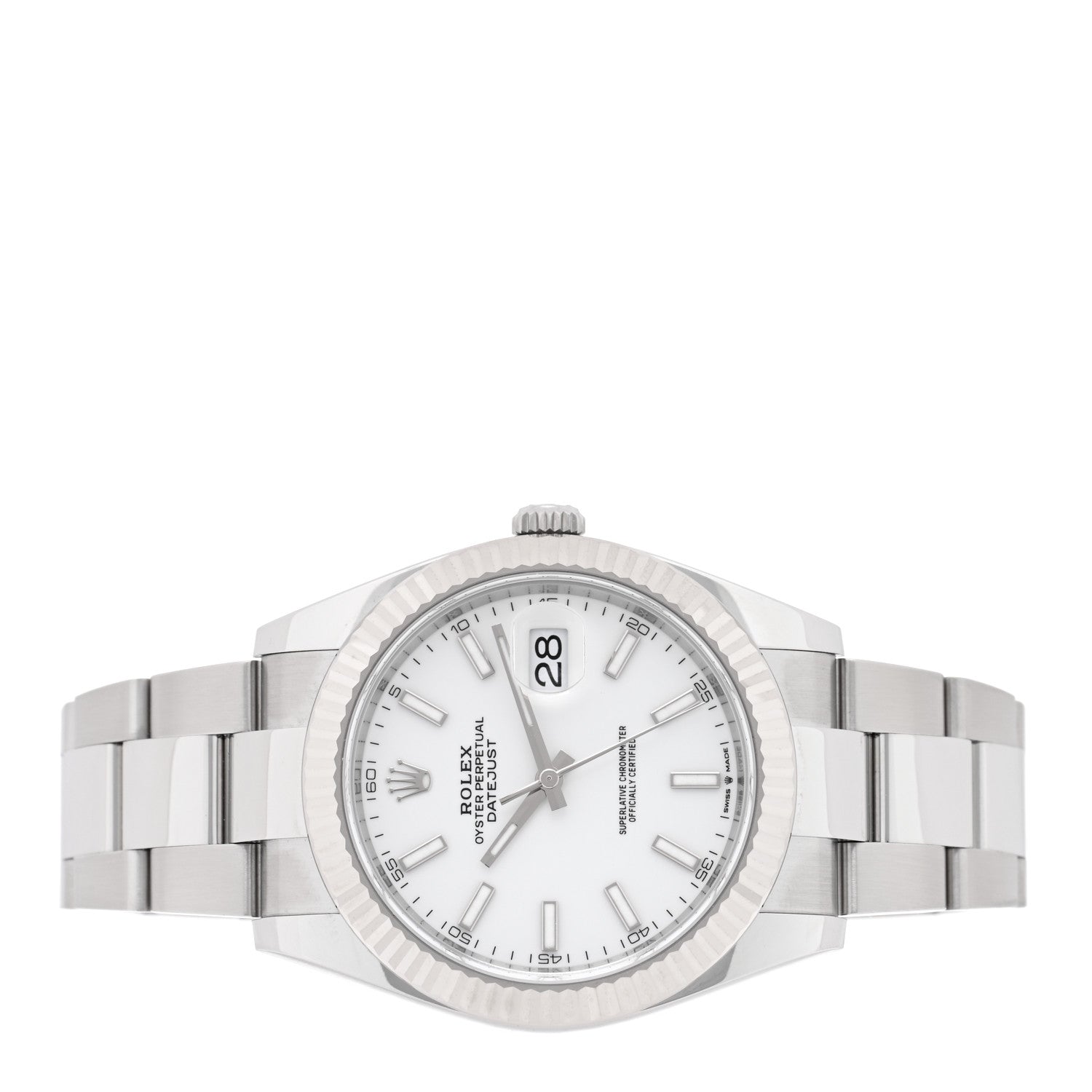 Rolex Stainless Steel 18K White Gold 41mm Oyster Perpetual Datejust Watch Silver 116334 2 of 5