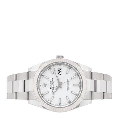 Rolex Stainless Steel 18K White Gold 41mm Oyster Perpetual Datejust Watch Silver 116334 2 of 5