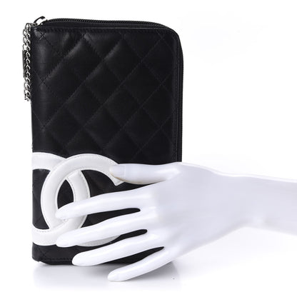 Chanel Calfskin Cambon Zip Around Organizer Wallet Black White 2 of 17