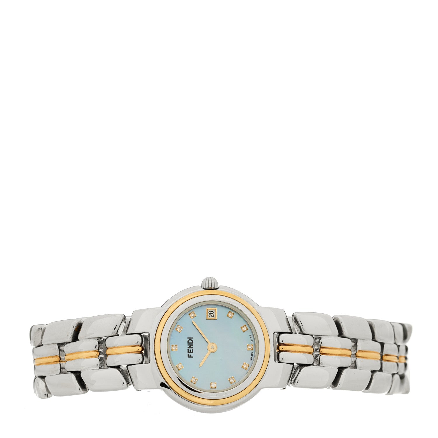 Fendi Stainless Steel Diamond Mother of Pearl 25mm 980L Quartz Watch 2 of 4