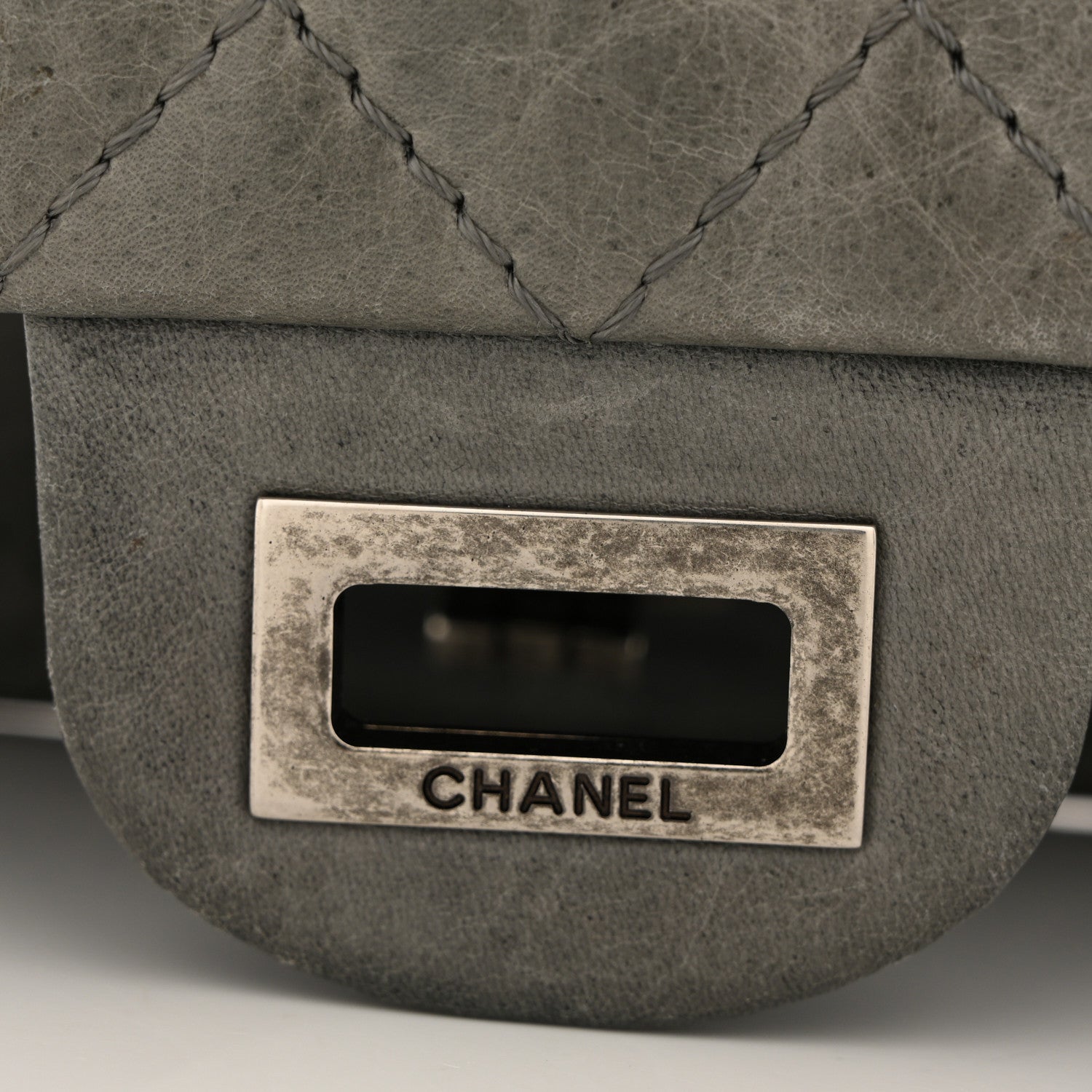 Chanel Aged Calfskin Quilted 50th Anniversary 2.55 Reissue Flap 225 Grey 13 of 14