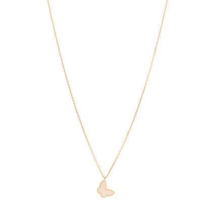 Van Cleef & Arpels 18K Yellow Gold Mother of Pearl Sweet Alhambra Butterfly Pendant Necklace 1 of 5