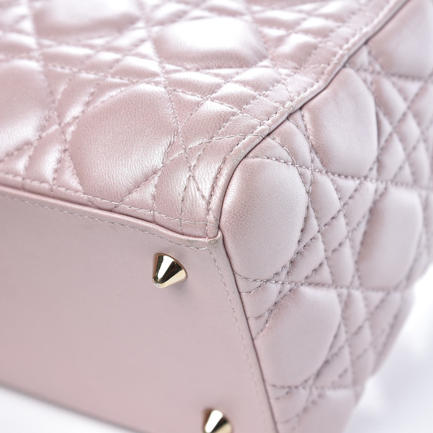 Christian Dior Pearly Lambskin Cannage Medium Lady Dior Lotus 9 of 16