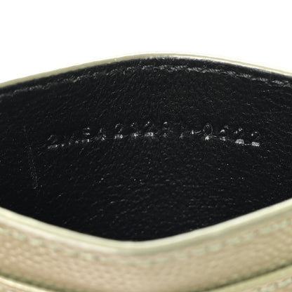 Saint Laurent Grain De Poudre Matelasse Chevron Monogram Credit Card Case Light Sage 7 of 8