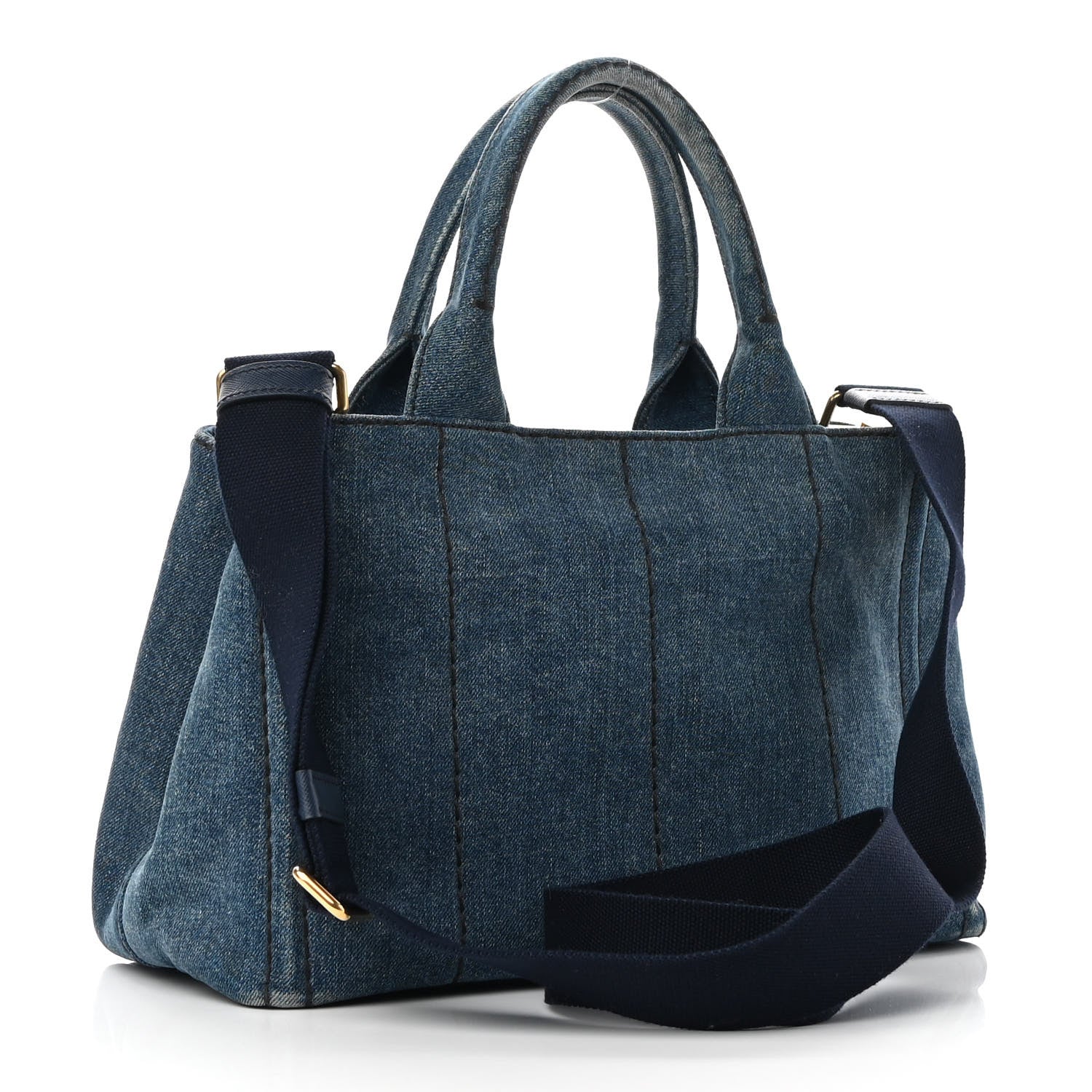 Prada Denim Logo Tote Bleu 2 of 8
