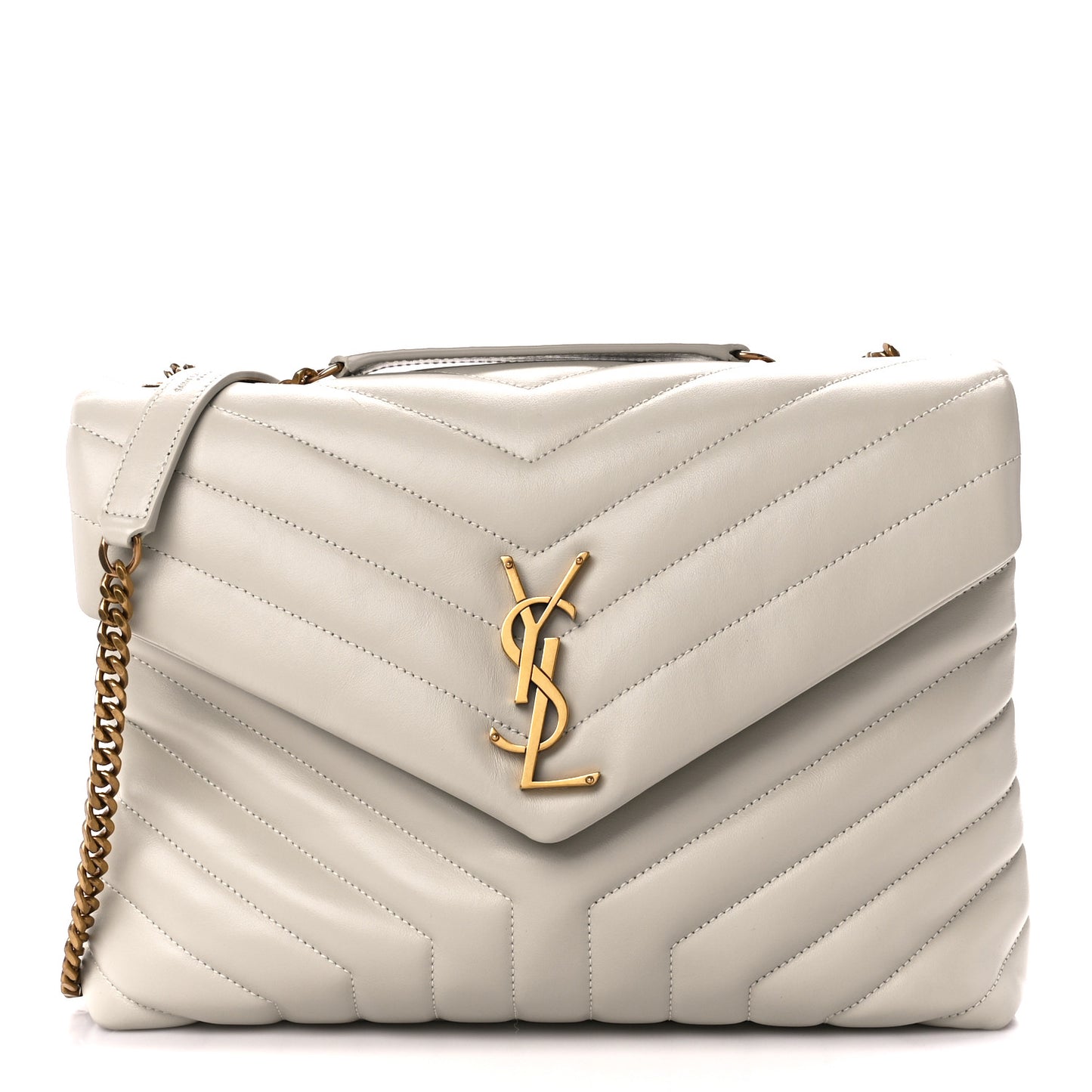 Calfskin Y Quilted Monogram Medium Loulou Chain Satchel Crema Soft