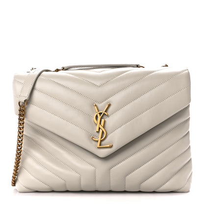 Saint Laurent Calfskin Y Quilted Monogram Medium Loulou Chain Satchel Crema Soft 1 of 11