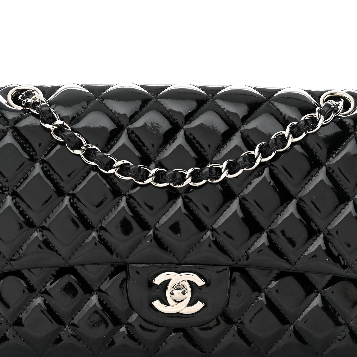 Chanel Patent Quilted Medium Double Flap Black 8 of 11