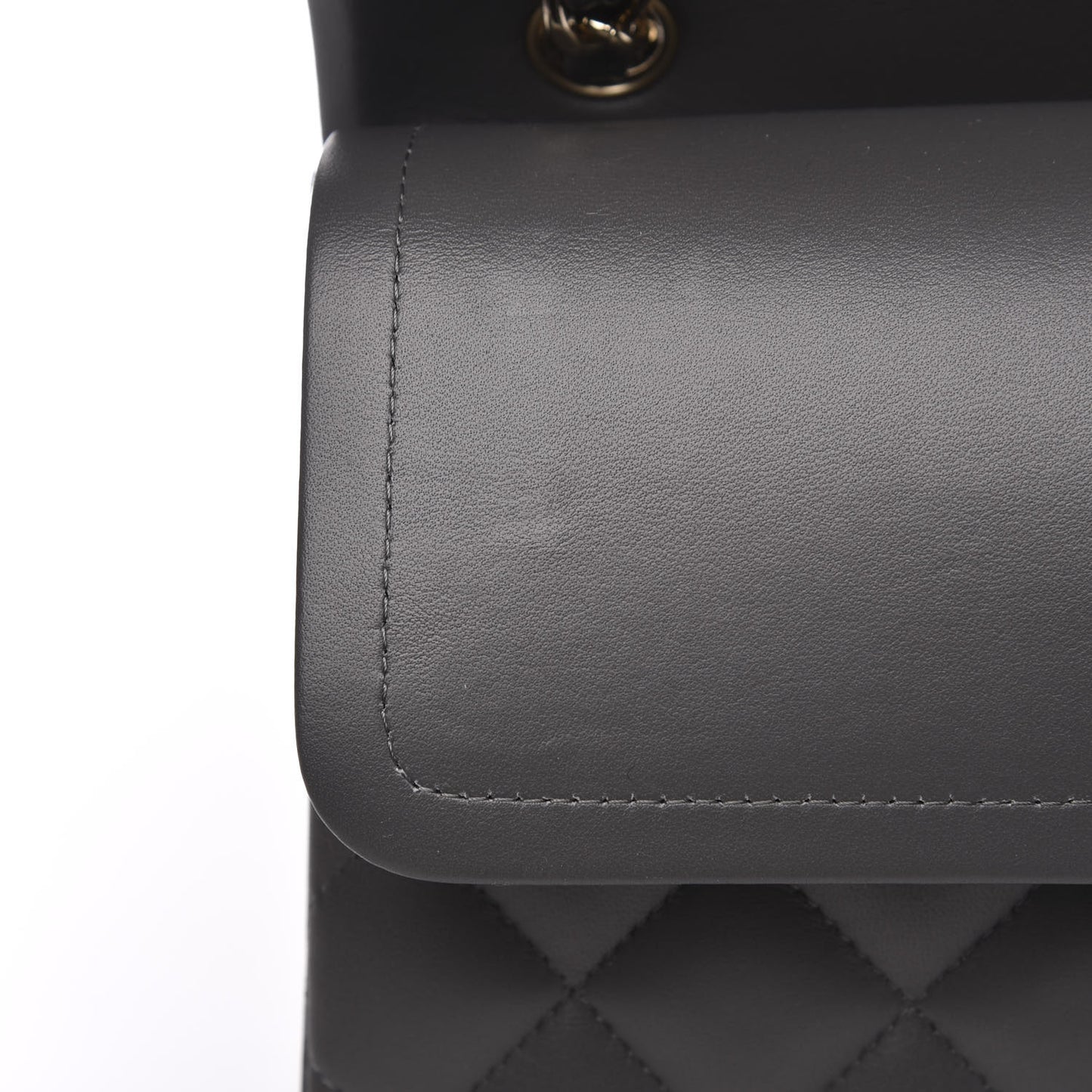 Lambskin Quilted Jumbo Double Flap Grey