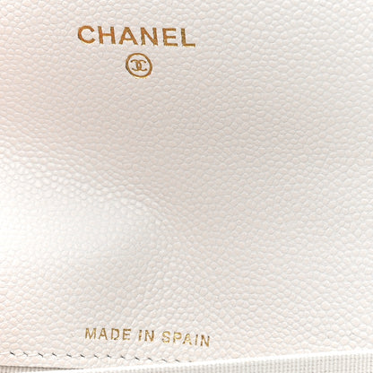 Chanel Caviar Quilted Flap Card Holder Wallet White 6 of 10