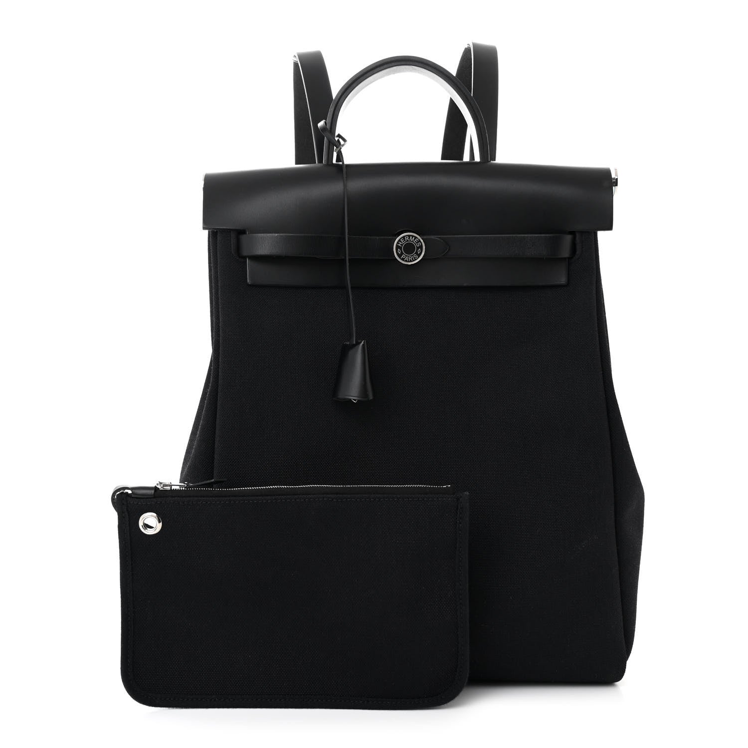 Hermes Military Toile Vache Hunter Herbag a Dos Zip Retourne Backpack Black 3 of 11