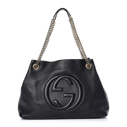 Gucci Pebbled Calfskin Medium Soho Chain Shoulder Bag Black 1 of 10