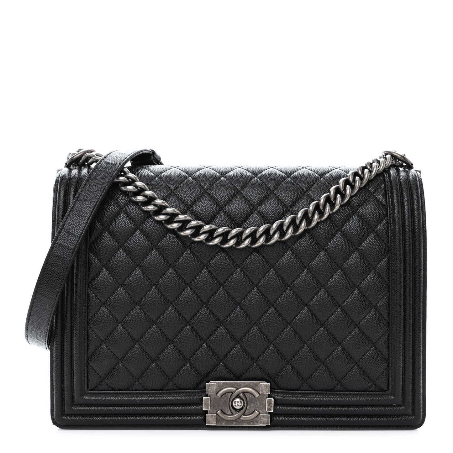 Caviar Quilted Large Boy Flap Black