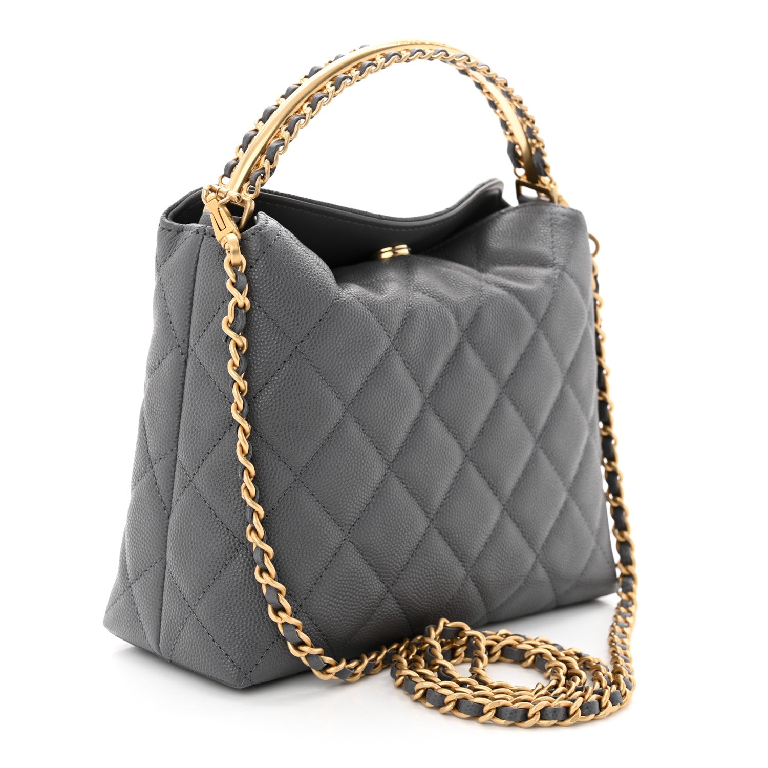 Chanel Caviar Quilted Chanel Way Clutch With Chain Grey 3 of 10