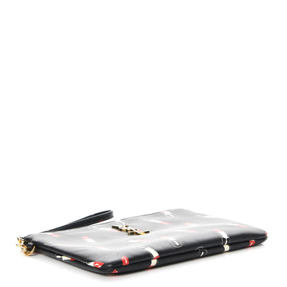 Saint Laurent Calfskin Lipstick Print Monogram Pouch Black 4 of 8