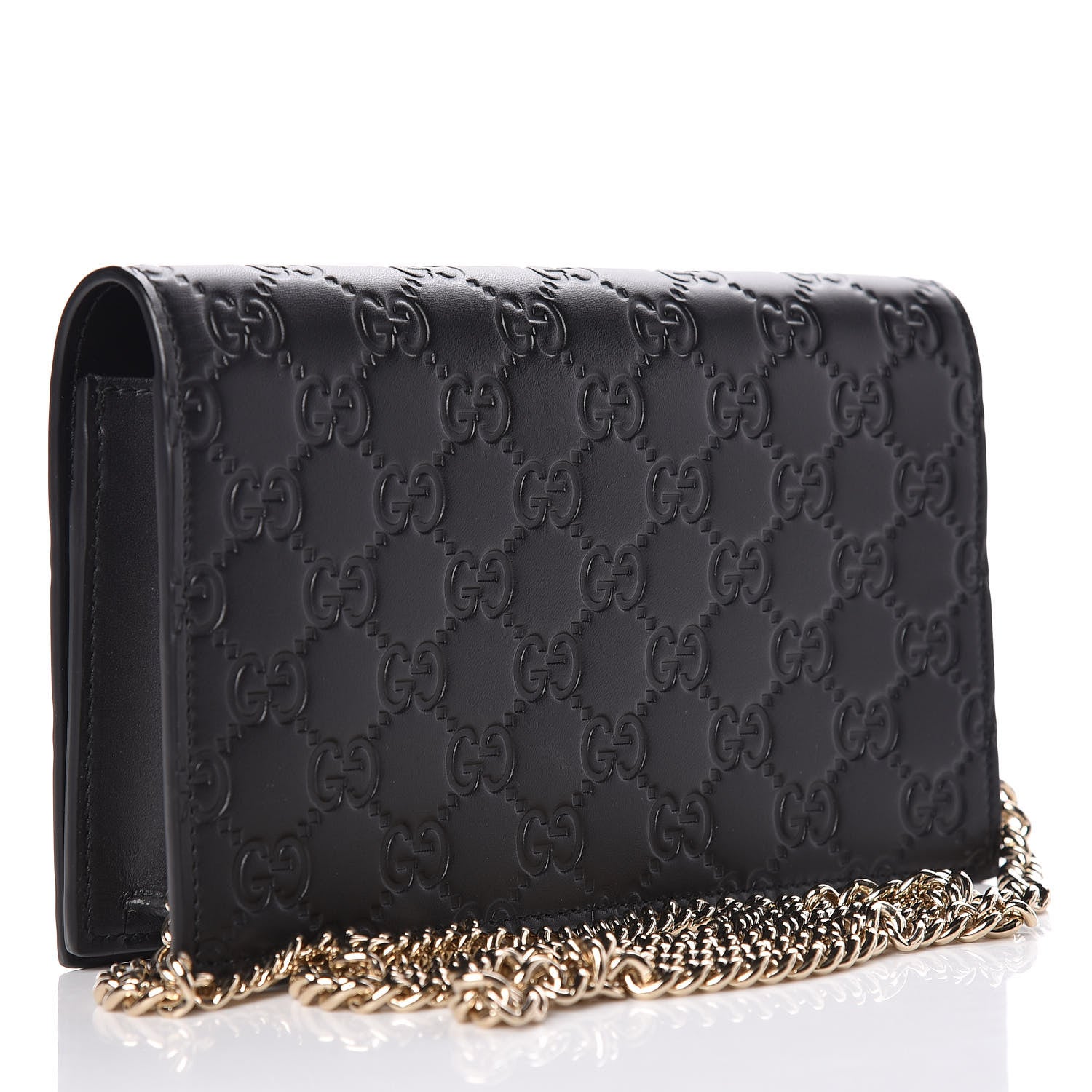 Gucci Guccissima Signature Bowy Chain Wallet Black 3 of 9