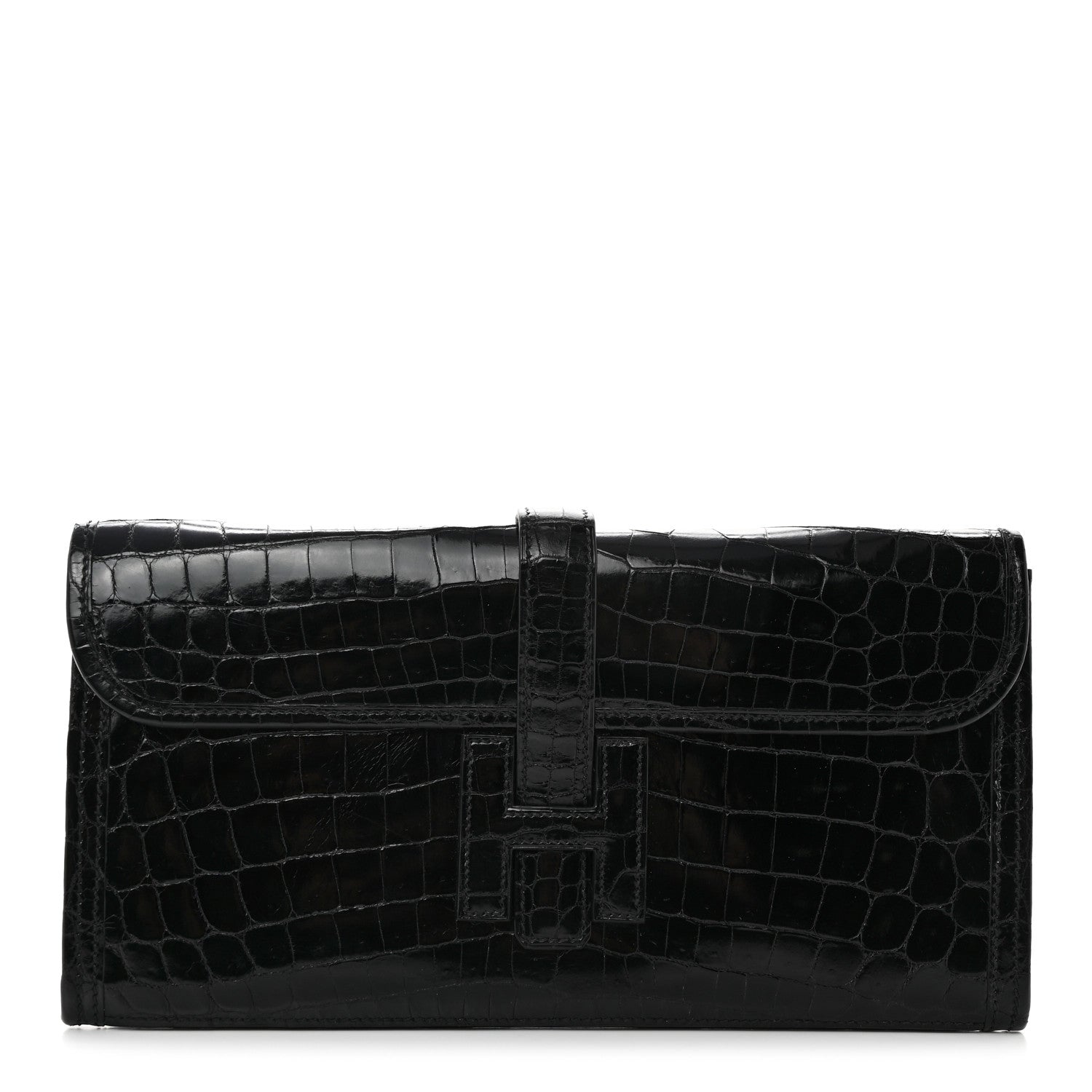 Hermes Shiny Niloticus Crocodile Jige Elan 29 Clutch Black 1 of 9