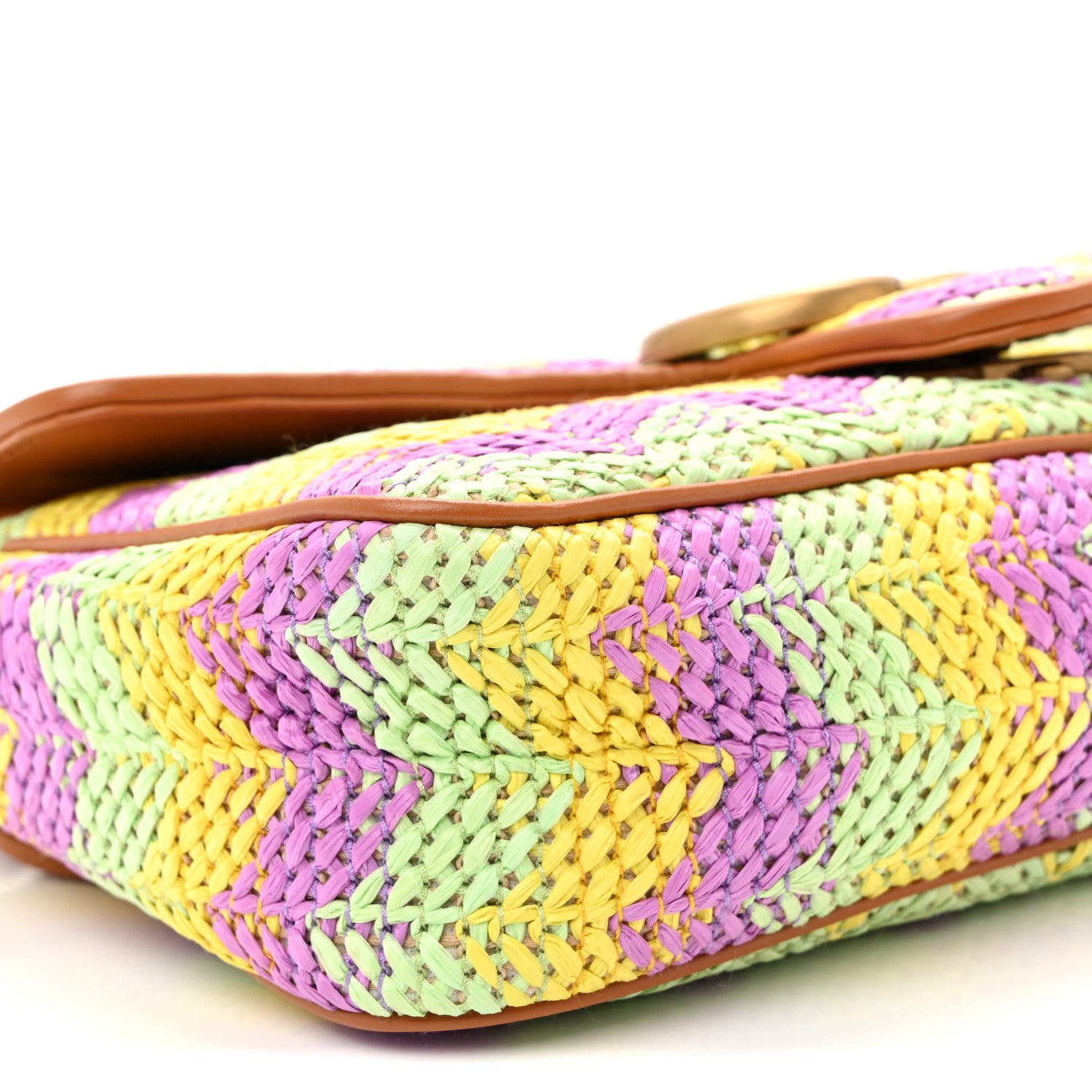 Gucci Calfskin Raffia Woven Small GG Marmont Shoulder Bag Multicolor 9 of 10