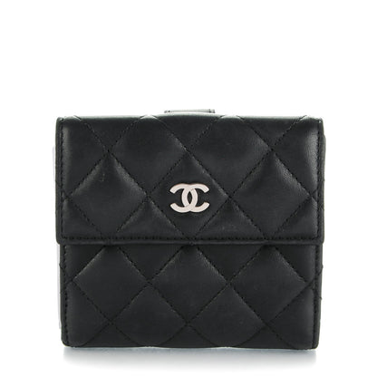 Chanel Lambskin Quilted Compact French Flap Wallet Black 1 of 9