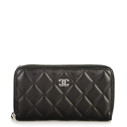 Chanel Lambskin Quilted Small Zip Around Wallet Black 9 of 16