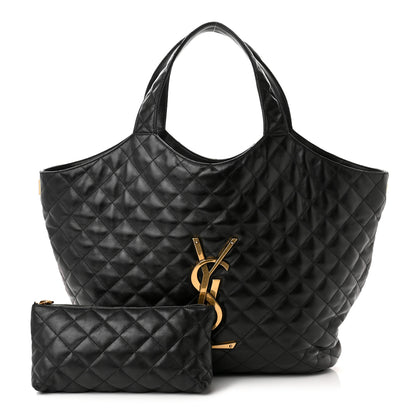 Saint Laurent Lambskin Quilted Maxi Icare Shopping Tote Black 1 of 11