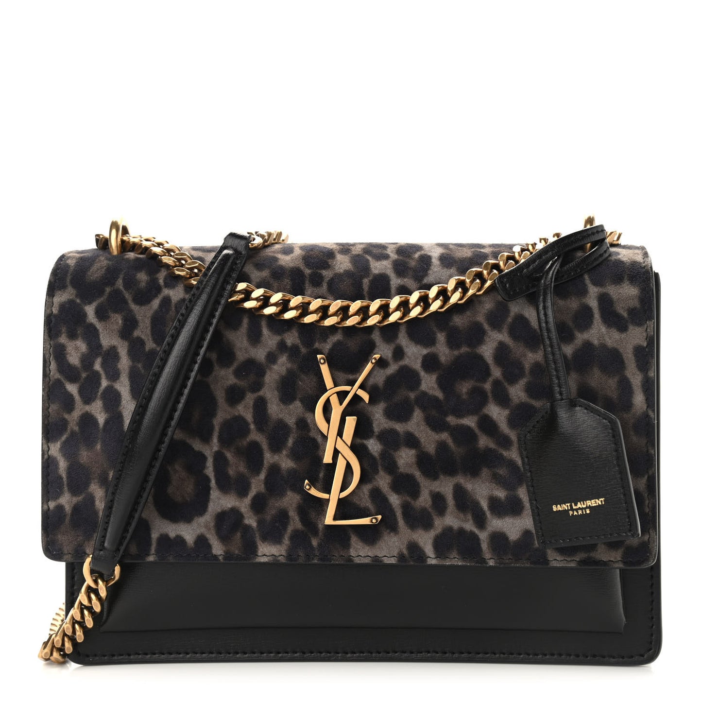 Calfskin Suede Leopard Print Medium Monogram Sunset Black