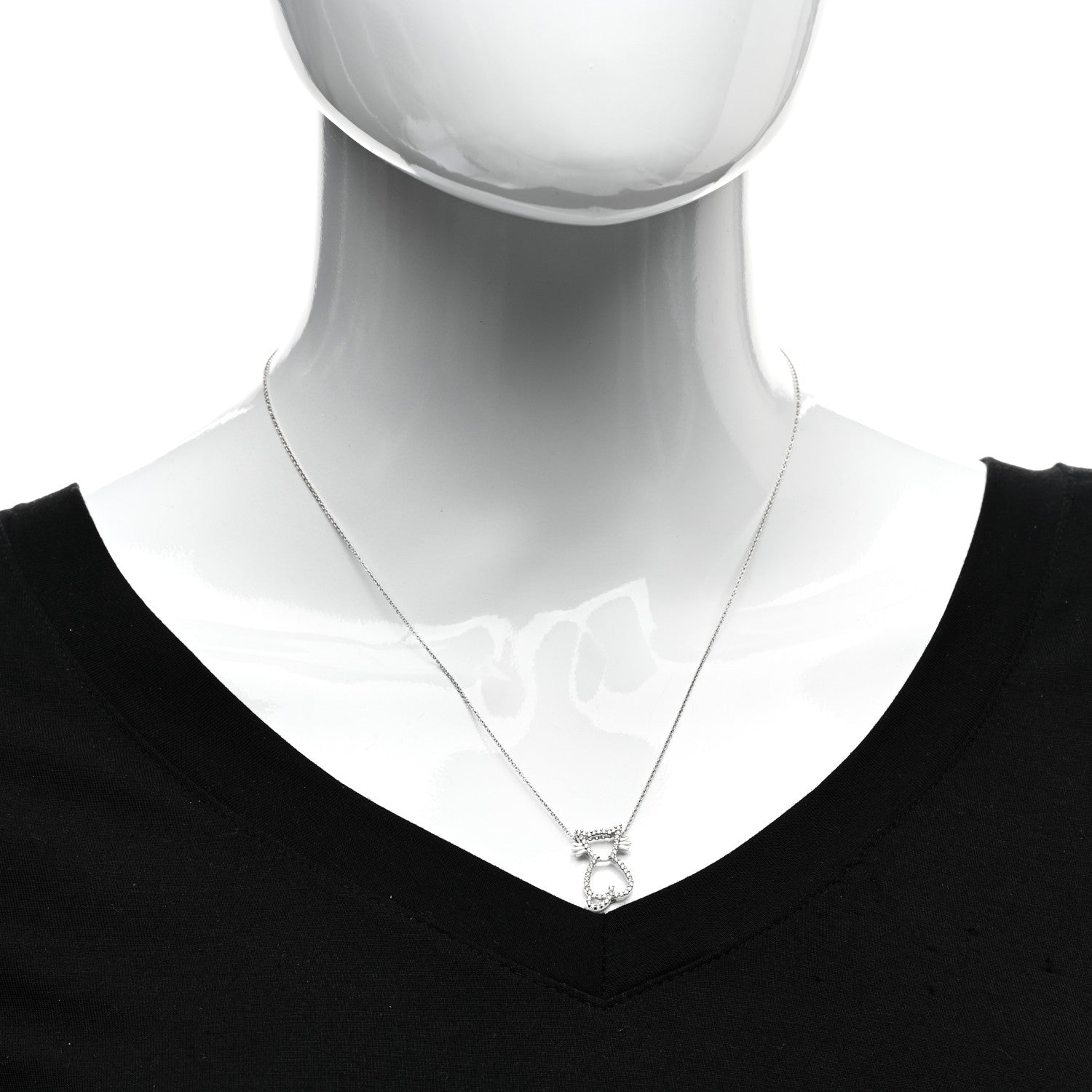 Roberto Coin 18K White Gold Diamond Cat Pendant Necklace 2 of 4