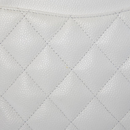 Chanel Caviar Quilted Jumbo Double Flap White 9 of 10