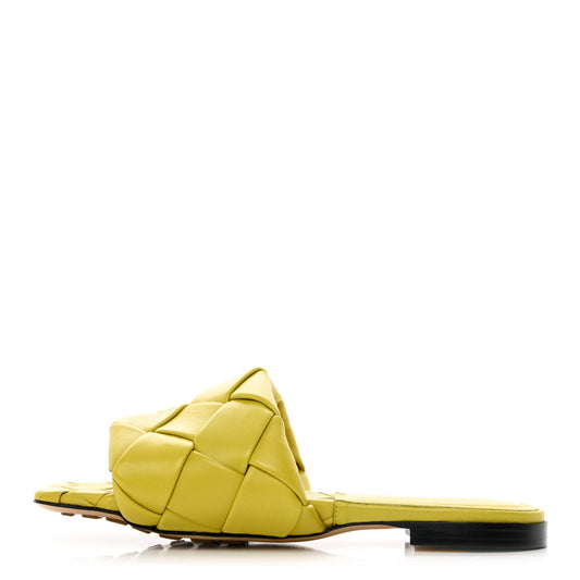 Nappa Maxi Intrecciato Lido Flat Sandals 36 Acid